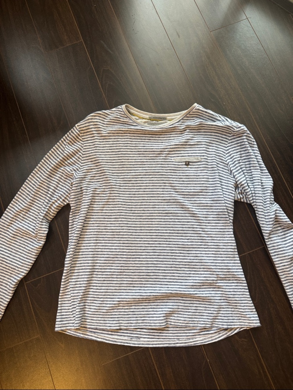 Men's No Excess (Dutch Clothing Company) Long Sleeve Striped Tee - Blue & White